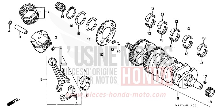 CRANKSHAFT/PISTON for Super Blackbird PEARL PRISM BLACK (NH418) from 1999